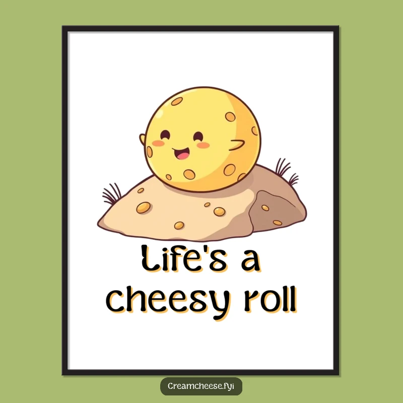 Funny Free Printable Wall Art: Cheese Ball Roll Adventure, Downloadable Decor!