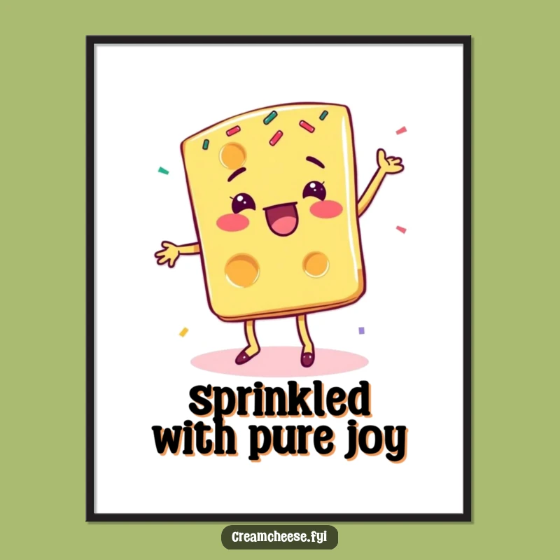 Funny Free Printable Wall Art: Dancing Cheese Slice, Sprinkled Downloadable Decor