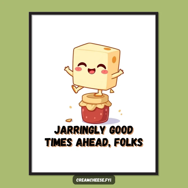 Funny Free Printable Wall Art: Leaping Cream Cheese Block, Hilarious Downloadable Decor!