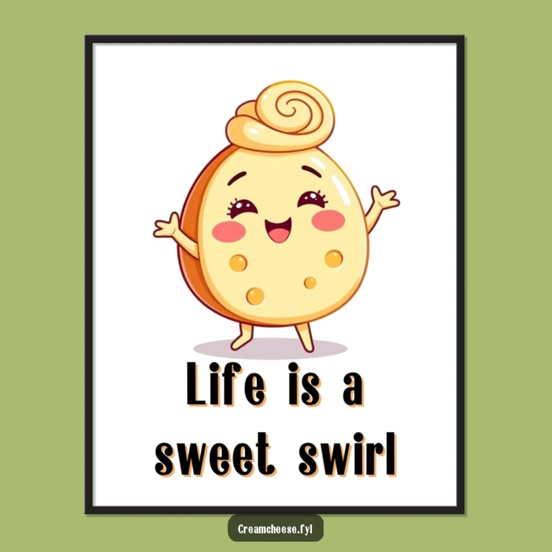 Funny Free Printable Wall Art: Dancing Cream Cheese Wheel - Quirky Downloadable Decor