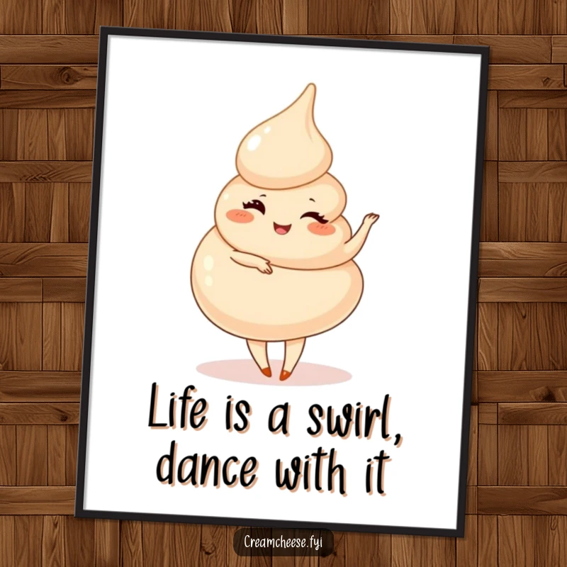 Funny Free Printable Wall Art: A playful cream cheese swirl gracefully winks and pirouettes, adding artistic humor to the space.