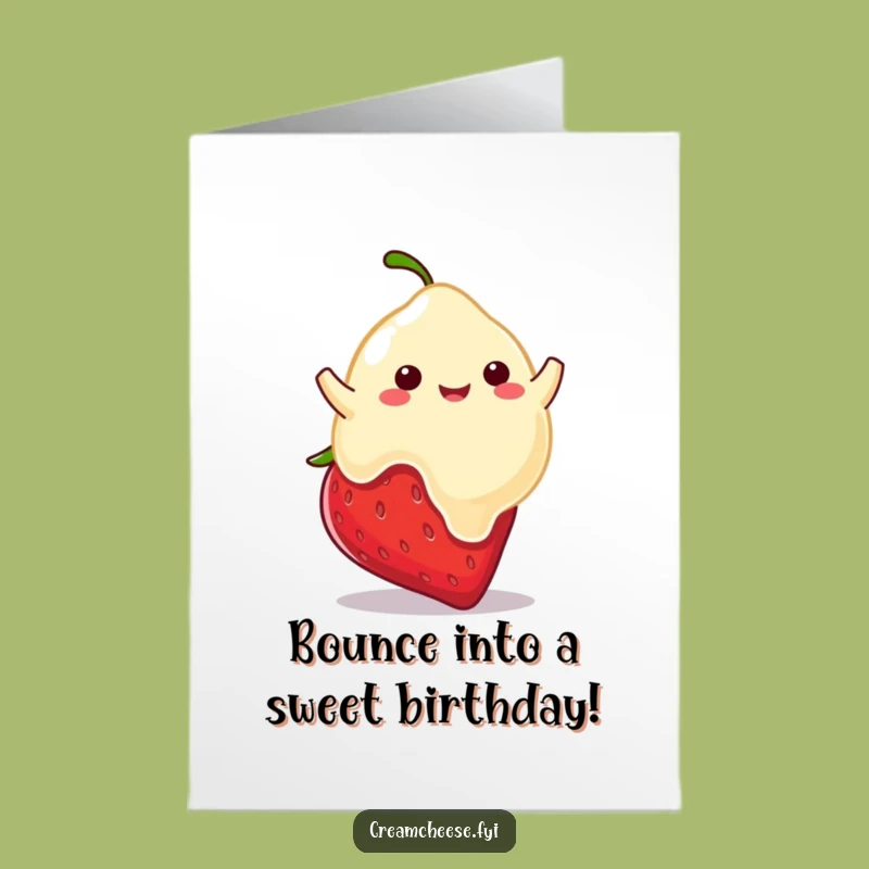 Free Printable Birthday Card: Bouncing Cream Cheese Blob Funny Downloadable Gift