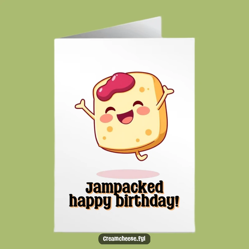 Free Printable Birthday Card: Cream Cheese Cartwheel Jam Fun - Hilarious Gift!