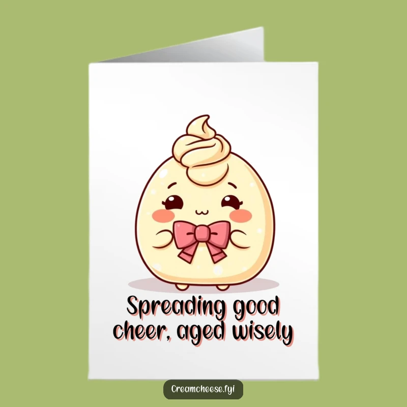 Free Printable Birthday Card: Cream Cheese Character Bow, Funny Downloadable Gift