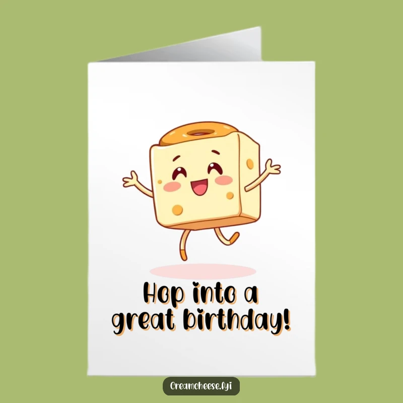 Free Printable Birthday Card: Energetic Cream Cheese Cube Funny Downloadable Gift