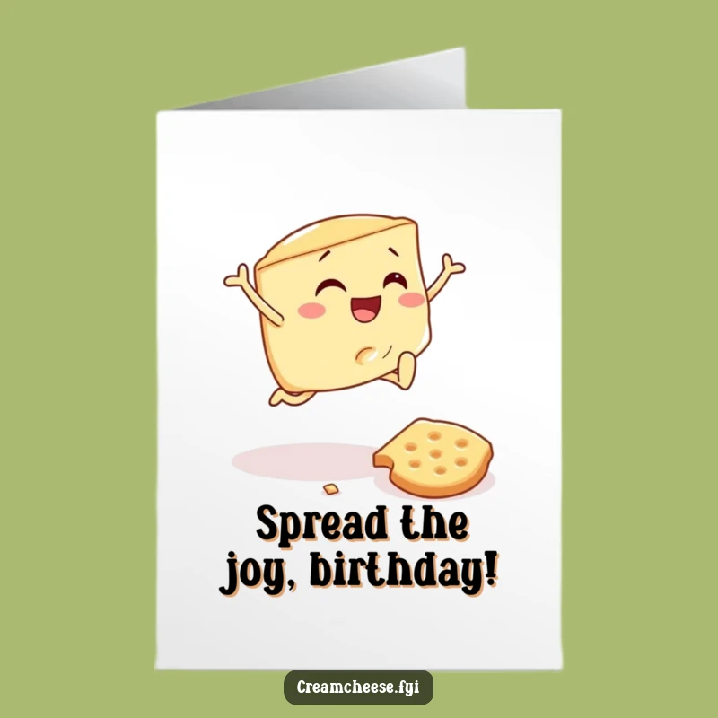 Funny Free Printable Birthday Card: Cream Cheese Wedge Jump - Downloadable Humor Gift