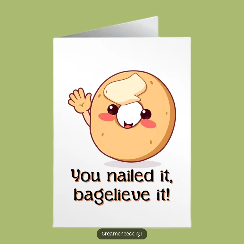 Free Printable Congrats Card: Bagel & Cream Cheese Wave - Funny Downloadable