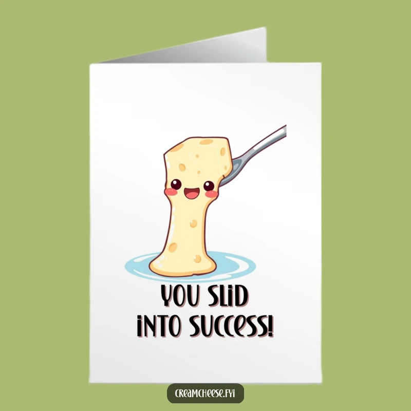 Free Printable Congrats Card: Cream Cheese Slide! Hilarious Dairy Design, Downloadable Gift.