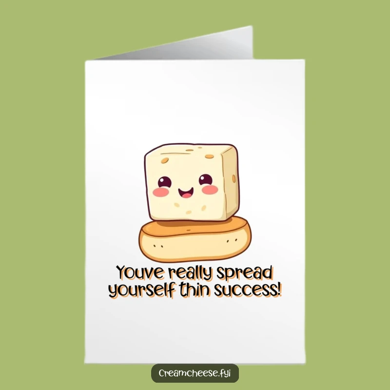 Free Printable Congrats Card: Cheerful Cream Cheese on Bagel - Humorous Downloadable Gift