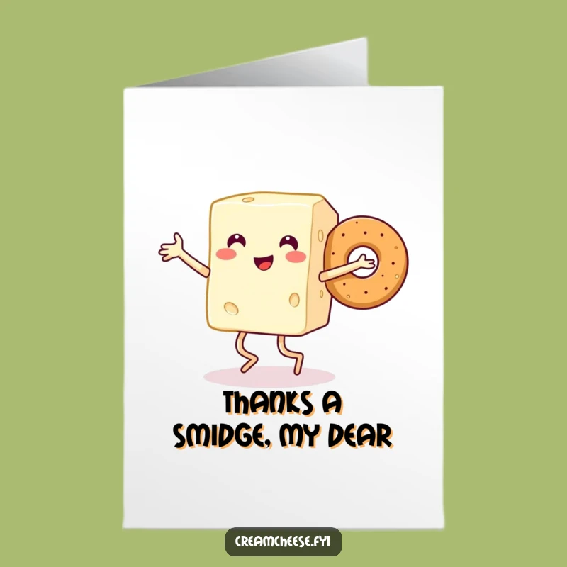 Free Printable Thank You Card: Cream Cheese & Bagel Say Thanks - Humorous Downloadable DIY Gift!