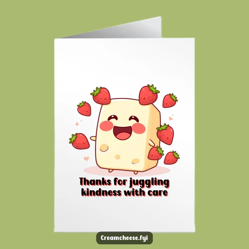 Free Printable Thank You Card: Cream Cheese Juggler - Cute Downloadable Gift