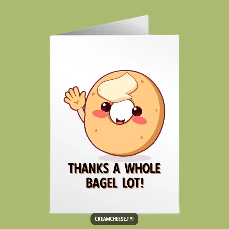 Free Printable Thank You Card: Waving Bagel & Cream Cheese - Funny Downloadable