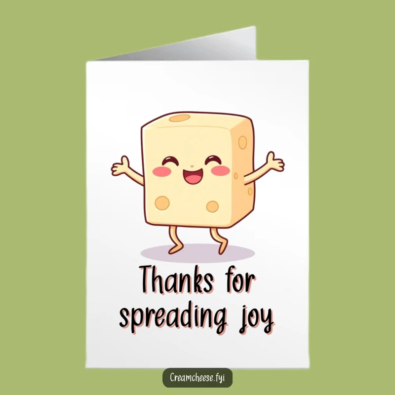Free Printable Dancing Cream Cheese Thank You Card: Fun DIY Downloadable Gift of Gratitude