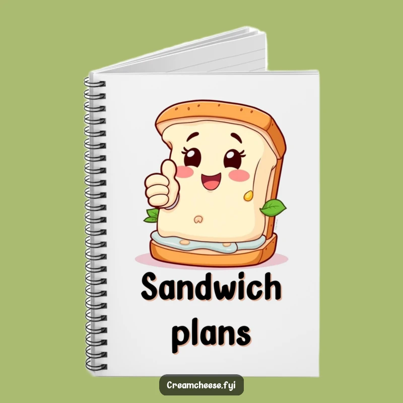 Funny Cream Cheese Sandwich Notebook: Foodie Thoughts - Happy Journal