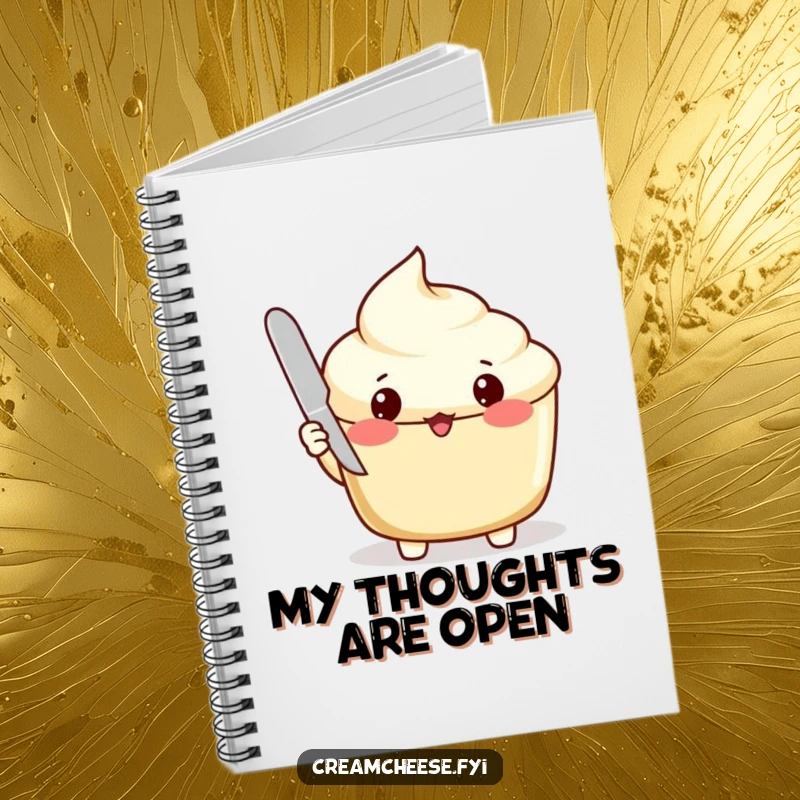 Funny Notebook: Surprised cream cheese spread with an open lid, a humorous journal for foodies.