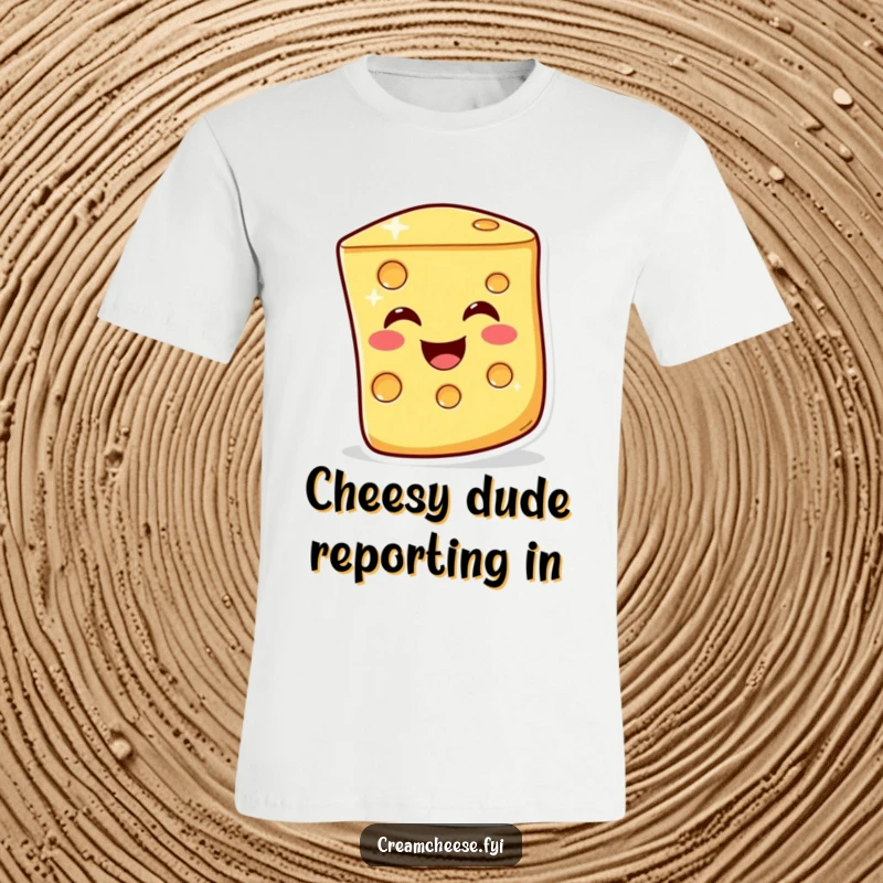 Funny T-Shirt: A cheerful cheese slice winks mischievously, bringing a playful and humorous vibe to this garment.