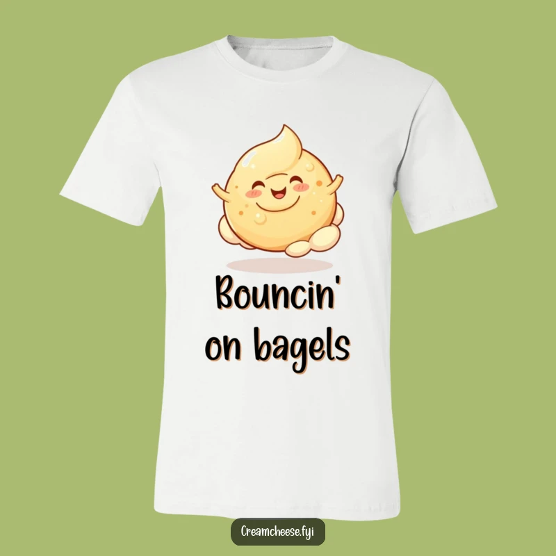 Funny Cream Cheese Blob T-Shirt - Cheerful Bagel Bounce, Fun Gift