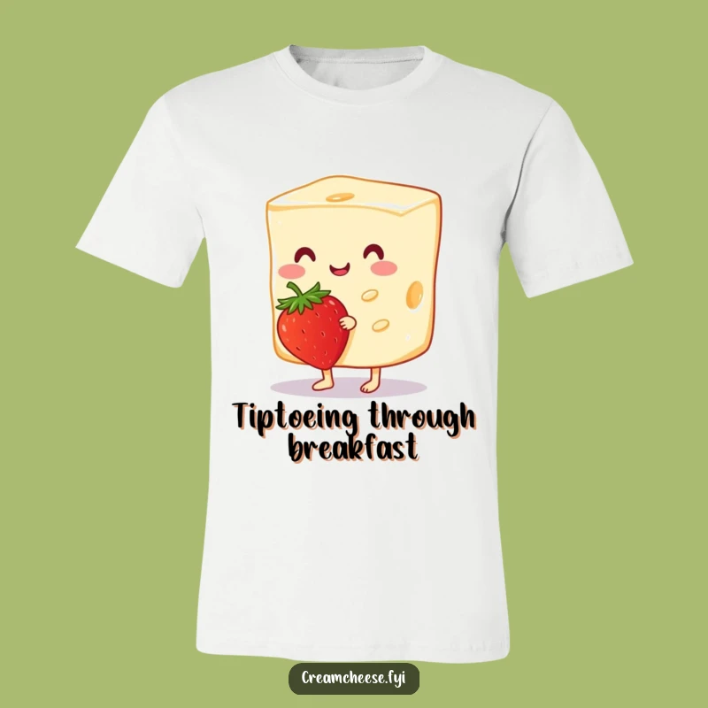 Funny Cream Cheese Strawberry Tiptoe T-Shirt: Cheerful Slice Shirt, Perfect Gift