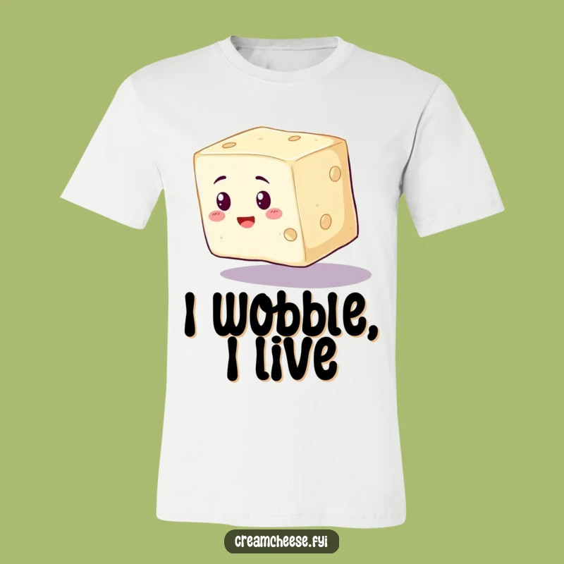 Funny Cream Cheese Wobble T-Shirt - Precarious Foodie Tee for Gifts