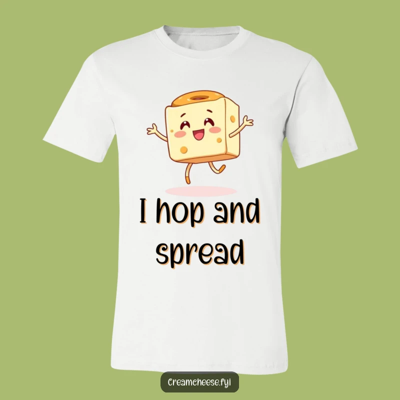 Funny Cream Cheese Hop T-Shirt: Energetic Cube & Bagel Dance, Hilarious Foodie Gift