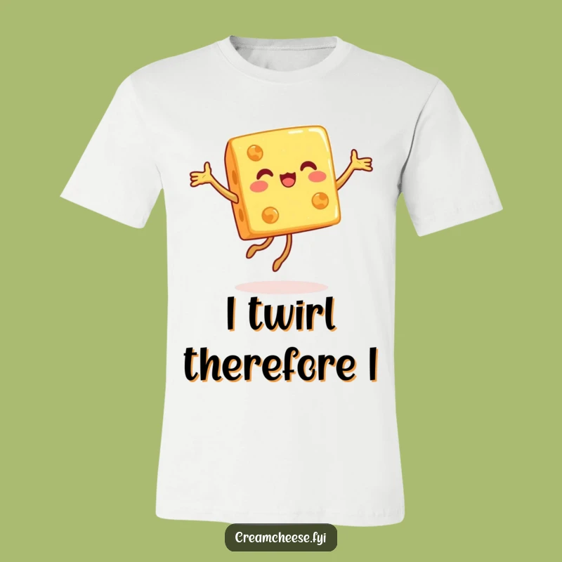 Funny Cheese Cube T-Shirt: Joyful Pirouette Dancer, Comical Foodie Gift Apparel!