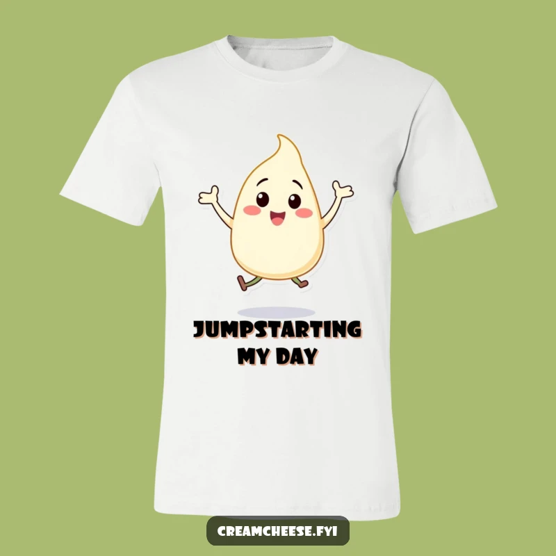 Funny Cream Cheese Dollop T-Shirt Happy Jumping Jacks Character Tee