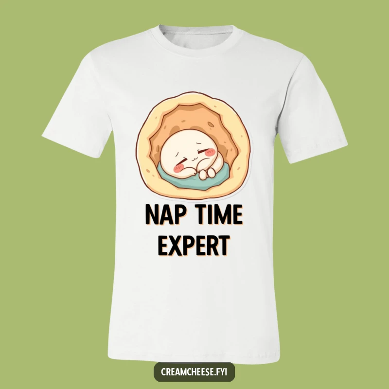Funny Cream Cheese Nap T-Shirt: Content Character Sleepy Design - Comfy & Humorous