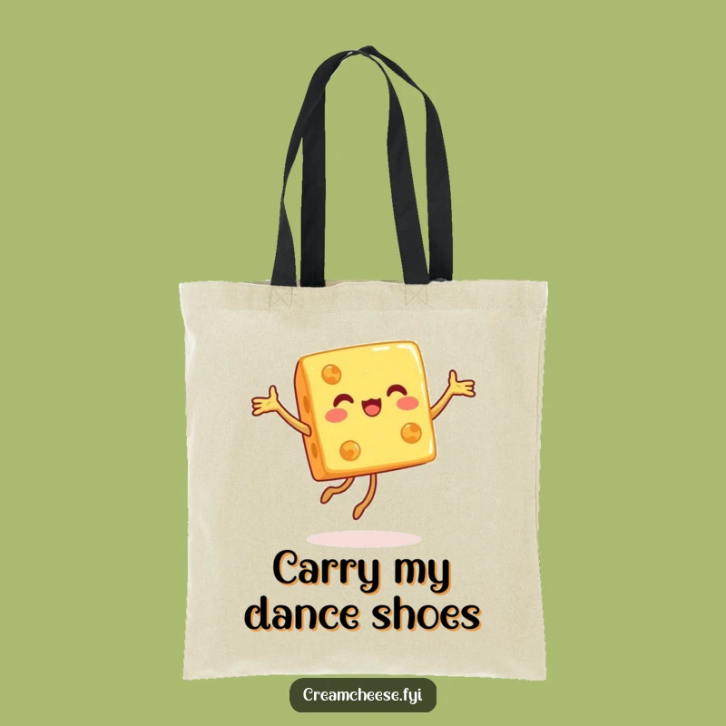 Funny Cheese Cube Tote Bag: Joyful Pirouette Dancer, Chic Foodie Gift Carryall!