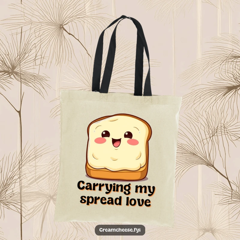 Funny Tote Bag: Winking cream cheese wedge on toast, humorous and practical accessory.