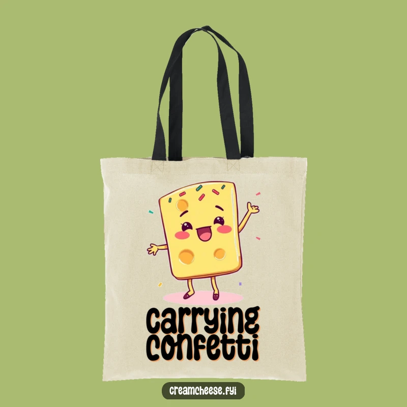 Funny Cheese Slice Tote Bag: Happy Sprinkle Dance for Everyday