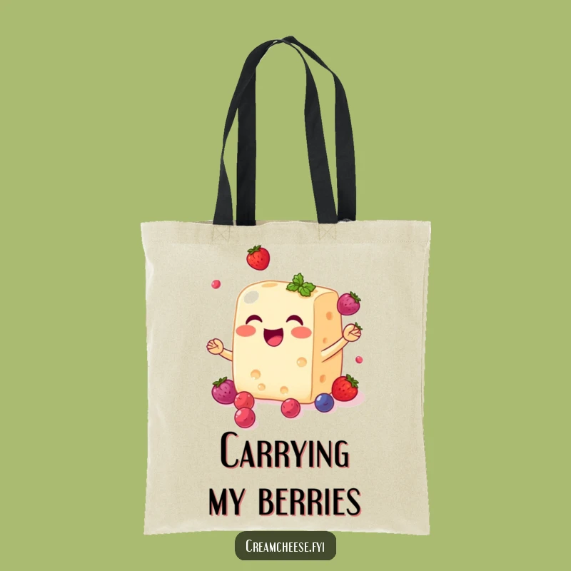 Funny Cream Cheese Berry Tote Bag - Spacious Bag for Foodie Adventures