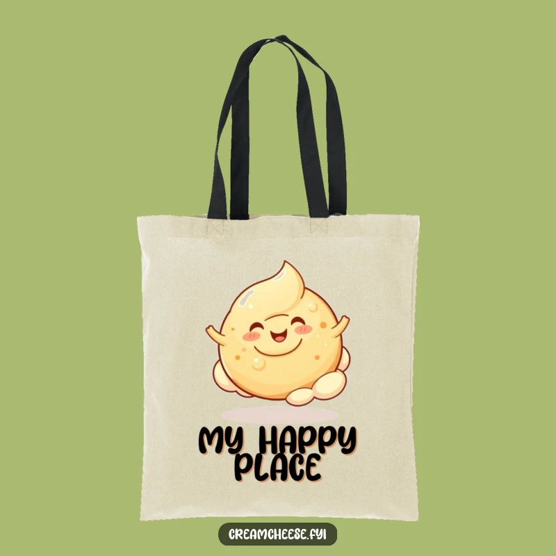 Funny Cream Cheese Blob Tote Bag - Cheerful Bagel Carryall, Fun Gift