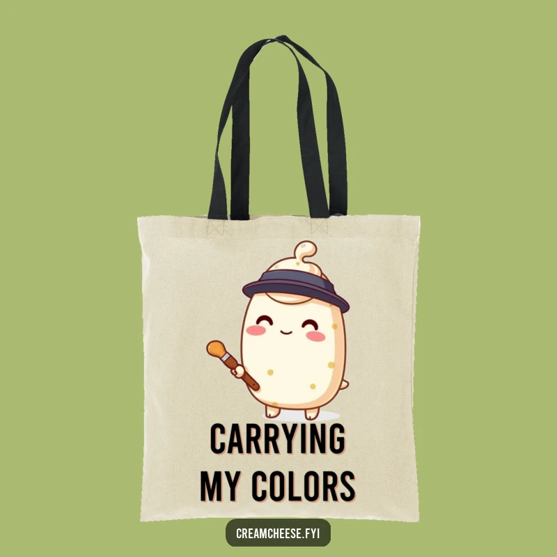 Funny Cream Cheese Painter Tote Bag Stylized Character Brush Bag