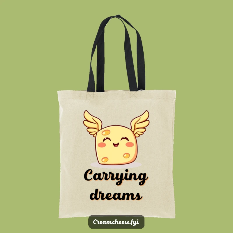 Funny Flying Cheese Tote Bag: Grinning Winged Style for Adventures