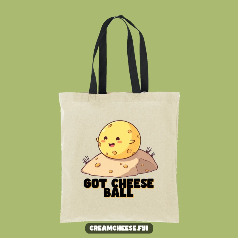 Funny Cheese Ball Tote Bag: Chubby Roller Downhill, Chic Cheesey Gift Carryall!