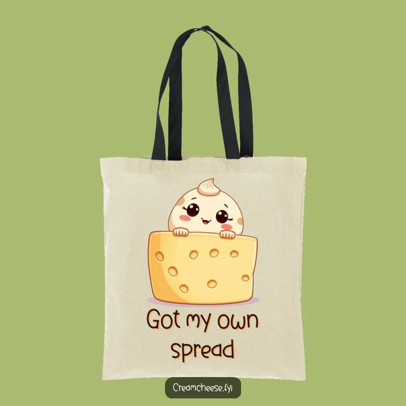 Funny Cream Cheese Tote Bag: Curious Character, Stylish & Spaced for Your Groceries
