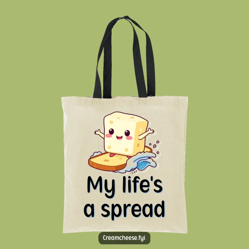 Funny Cream Cheese Surfer Tote Bag: Hilarious Toast Wave Eco Bag Gift