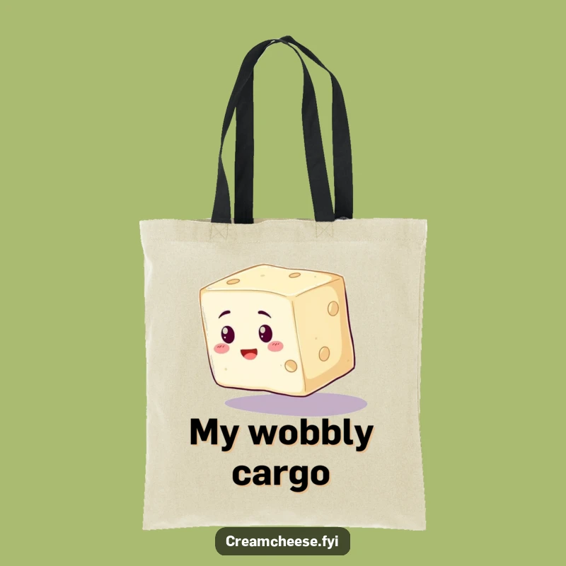 Funny Cream Cheese Wobble Tote Bag - Carry Your Balance With Humor